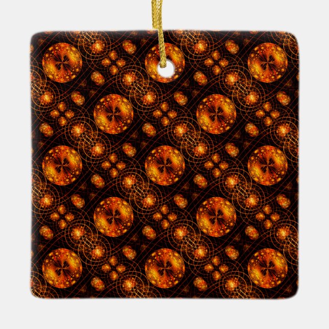 Guld Modern Boho Elegant Abstrakt Konst Mönster #5 Julgransprydnad Keramik (Framsida)