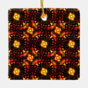 Guld Modern Boho Elegant Abstrakt Konst Mönster #5 Julgransprydnad Keramik