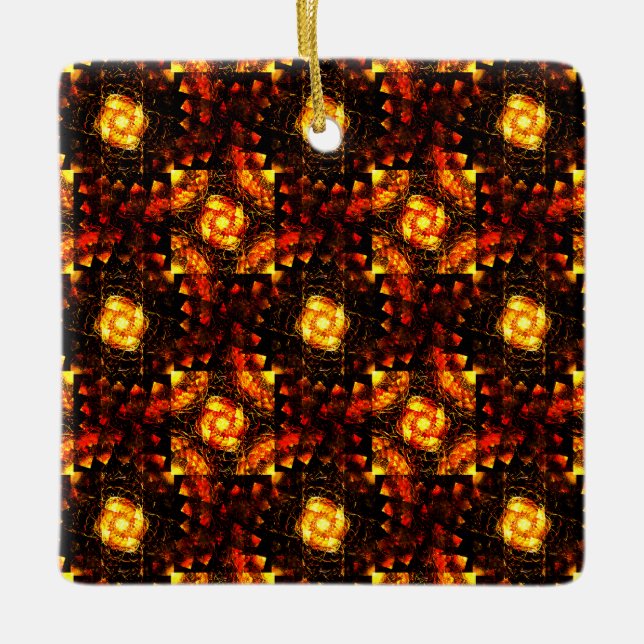 Guld Modern Boho Elegant Abstrakt Konst Mönster #5 Julgransprydnad Keramik (Framsida)