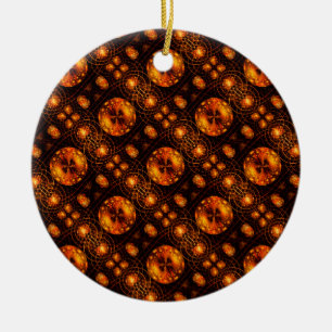 Guld Modern Boho Elegant Abstrakt Konst Mönster #5 Julgransprydnad Keramik
