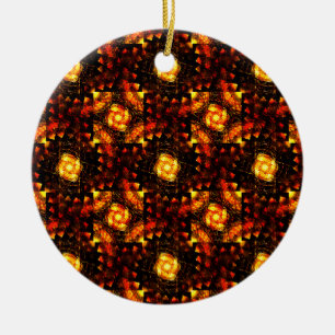 Guld Modern Boho Elegant Abstrakt Konst Mönster #5 Julgransprydnad Keramik