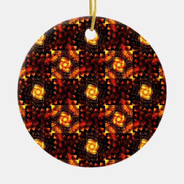 Guld Modern Boho Elegant Abstrakt Konst Mönster #5 Julgransprydnad Keramik (Framsidan)