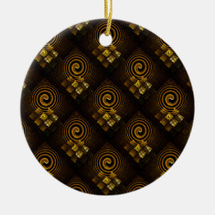 Guld Modern Boho Elegant Abstrakt Konst Mönster #5 Julgransprydnad Keramik