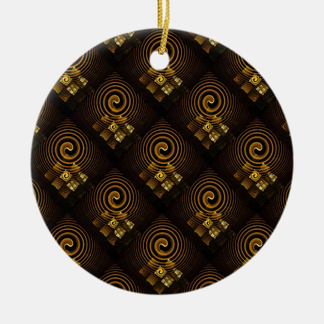 Guld Modern Boho Elegant Abstrakt Konst Mönster #5 Julgransprydnad Keramik (Framsidan)