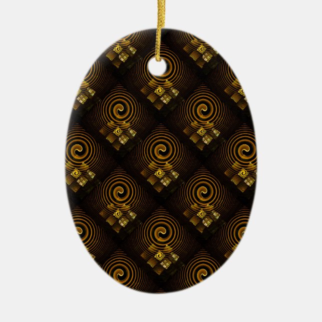 Guld Modern Boho Elegant Abstrakt Konst Mönster #5 Julgransprydnad Keramik (Framsidan)