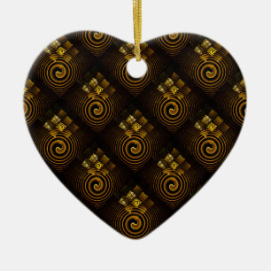 Guld Modern Boho Elegant Abstrakt Konst Mönster #5 Julgransprydnad Keramik