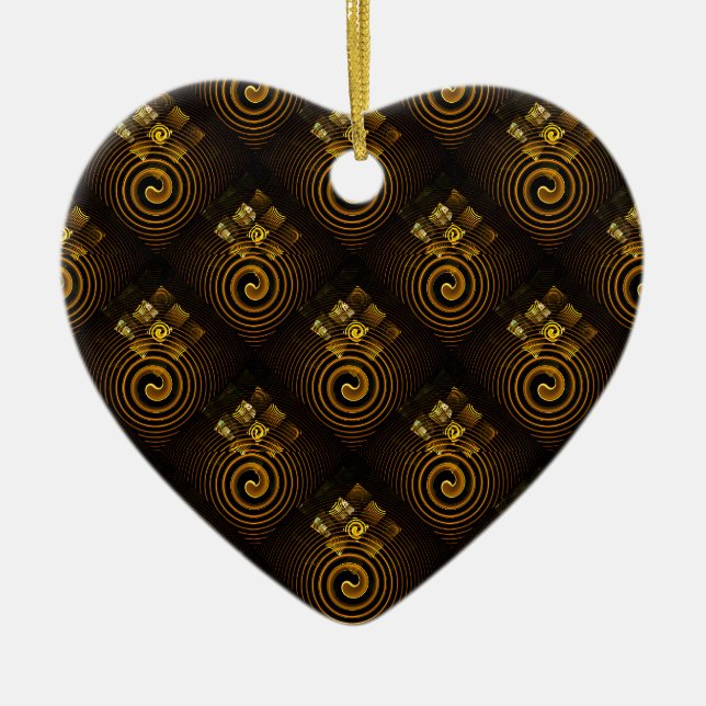 Guld Modern Boho Elegant Abstrakt Konst Mönster #5 Julgransprydnad Keramik (Framsidan)
