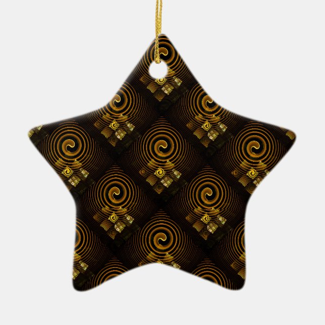 Guld Modern Boho Elegant Abstrakt Konst Mönster #5 Julgransprydnad Keramik (Framsidan)