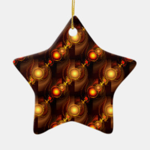 Guld Modern Boho Elegant Abstrakt Konst Mönster #5 Julgransprydnad Keramik