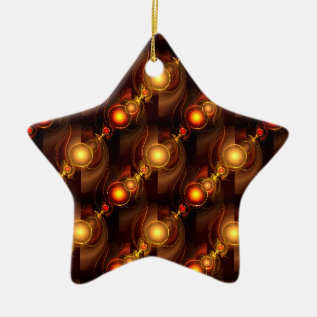 Guld Modern Boho Elegant Abstrakt Konst Mönster #5 Julgransprydnad Keramik (Framsidan)