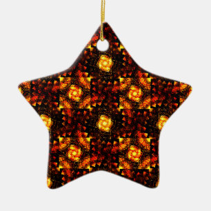 Guld Modern Boho Elegant Abstrakt Konst Mönster #5 Julgransprydnad Keramik