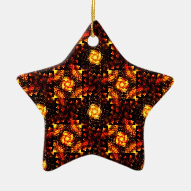 Guld Modern Boho Elegant Abstrakt Konst Mönster #5 Julgransprydnad Keramik (Framsidan)