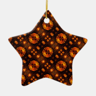 Guld Modern Boho Elegant Abstrakt Konst Mönster #5 Julgransprydnad Keramik