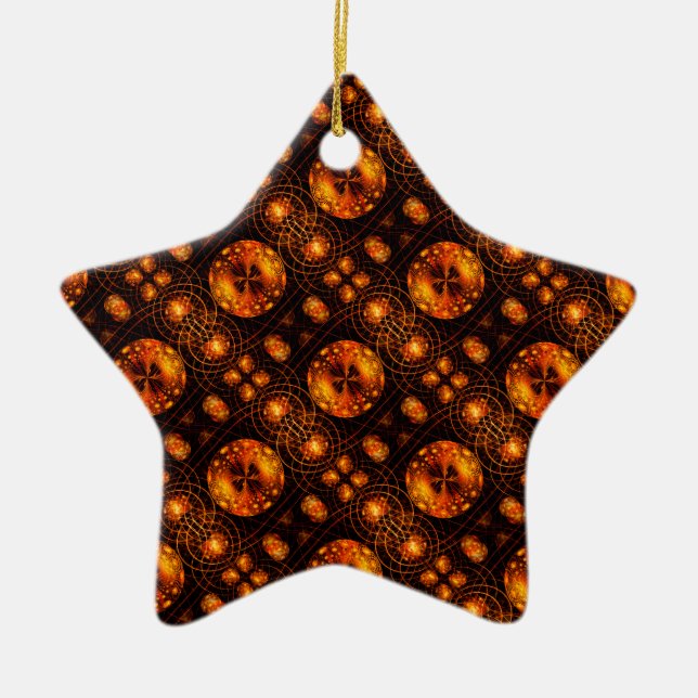 Guld Modern Boho Elegant Abstrakt Konst Mönster #5 Julgransprydnad Keramik (Framsidan)