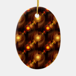 Guld Modern Boho Elegant Abstrakt Konst Mönster #5 Julgransprydnad Keramik
