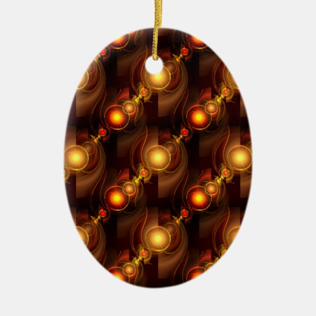 Guld Modern Boho Elegant Abstrakt Konst Mönster #5 Julgransprydnad Keramik (Framsidan)