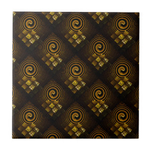 Guld Modern Boho Elegant Abstrakt Konst Mönster #5 Kakelplatta