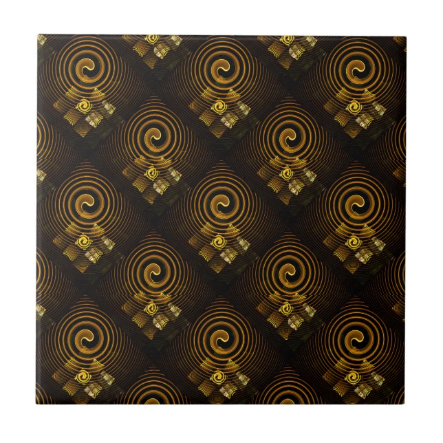 Guld Modern Boho Elegant Abstrakt Konst Mönster #5 Kakelplatta (Framsidan)