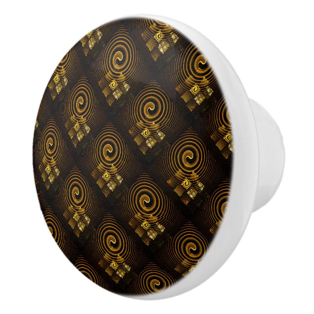 Guld Modern Boho Elegant Abstrakt Konst Mönster #5 Knopp (Höger)