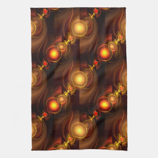 Guld Modern Boho Elegant Abstrakt Konst Mönster #5 Kökshandduk (Vertikal)