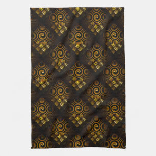 Guld Modern Boho Elegant Abstrakt Konst Mönster #5 Kökshandduk