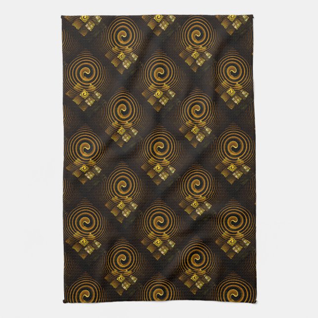 Guld Modern Boho Elegant Abstrakt Konst Mönster #5 Kökshandduk (Vertikal)