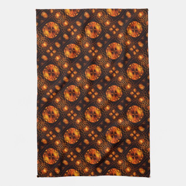 Guld Modern Boho Elegant Abstrakt Konst Mönster #5 Kökshandduk (Vertikal)