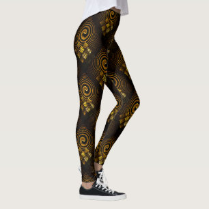 Guld Modern Boho Elegant Abstrakt Konst Mönster #5 Leggings