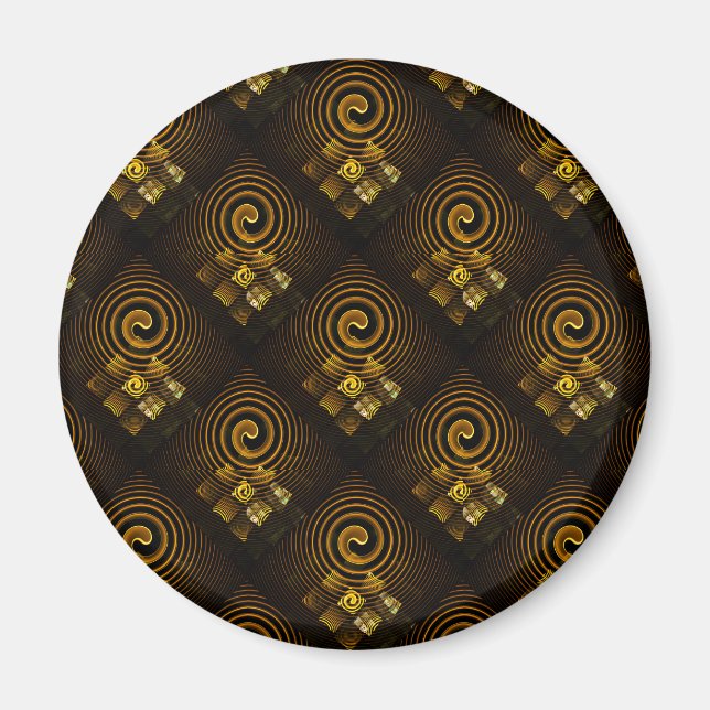 Guld Modern Boho Elegant Abstrakt Konst Mönster #5 Magnet (Framsidan)