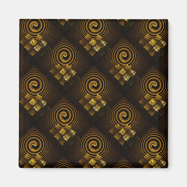 Guld Modern Boho Elegant Abstrakt Konst Mönster #5 Magnet (Framsidan)