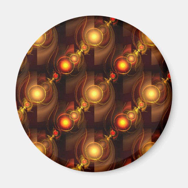 Guld Modern Boho Elegant Abstrakt Konst Mönster #5 Magnet (Framsidan)