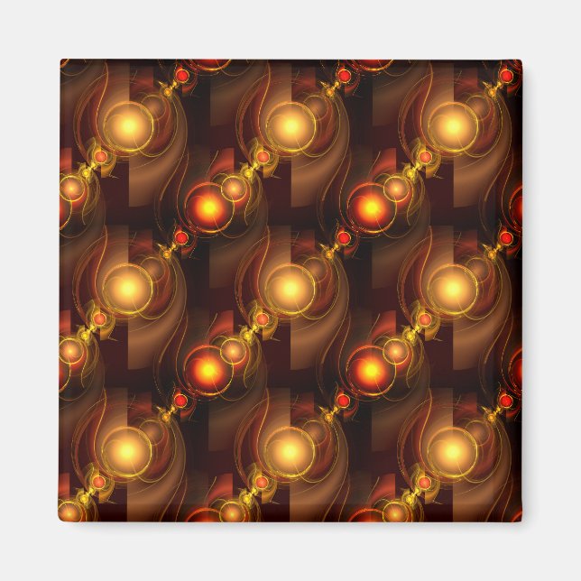 Guld Modern Boho Elegant Abstrakt Konst Mönster #5 Magnet (Framsidan)