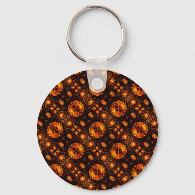 Guld Modern Boho Elegant Abstrakt Konst Mönster #5 Nyckelring (Framsida)