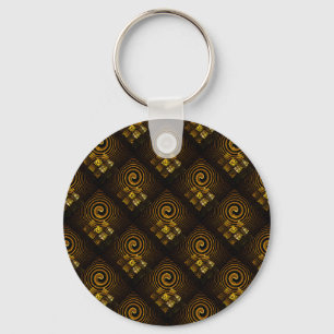 Guld Modern Boho Elegant Abstrakt Konst Mönster #5 Nyckelring