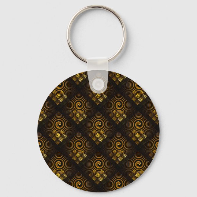 Guld Modern Boho Elegant Abstrakt Konst Mönster #5 Nyckelring (Framsida)
