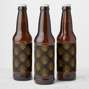 Guld Modern Boho Elegant Abstrakt Konst Mönster #5 Ölflaska Etikett