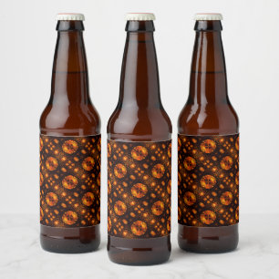 Guld Modern Boho Elegant Abstrakt Konst Mönster #5 Ölflaska Etikett