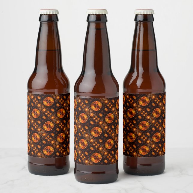 Guld Modern Boho Elegant Abstrakt Konst Mönster #5 Ölflaska Etikett (Flaskor)