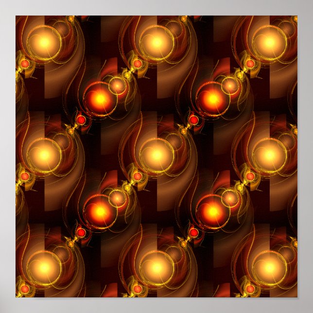 Guld Modern Boho Elegant Abstrakt Konst Mönster #5 Poster (Framsidan)