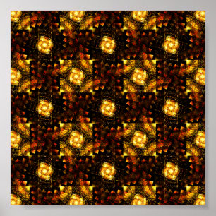 Guld Modern Boho Elegant Abstrakt Konst Mönster #5 Poster