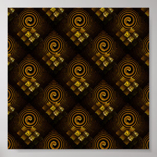 Guld Modern Boho Elegant Abstrakt Konst Mönster #5 Poster