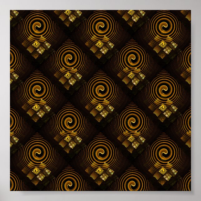 Guld Modern Boho Elegant Abstrakt Konst Mönster #5 Poster (Framsidan)