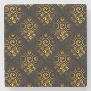Guld Modern Boho Elegant Abstrakt Konst Mönster #5 Stenunderlägg