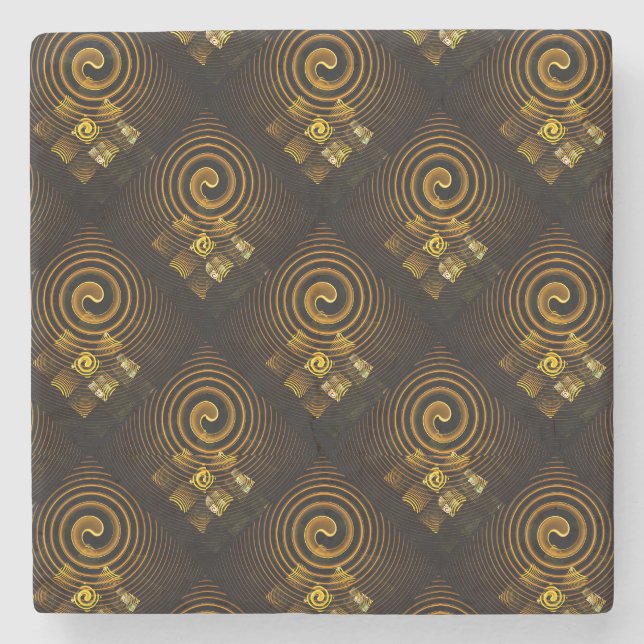 Guld Modern Boho Elegant Abstrakt Konst Mönster #5 Stenunderlägg (Framsidan)