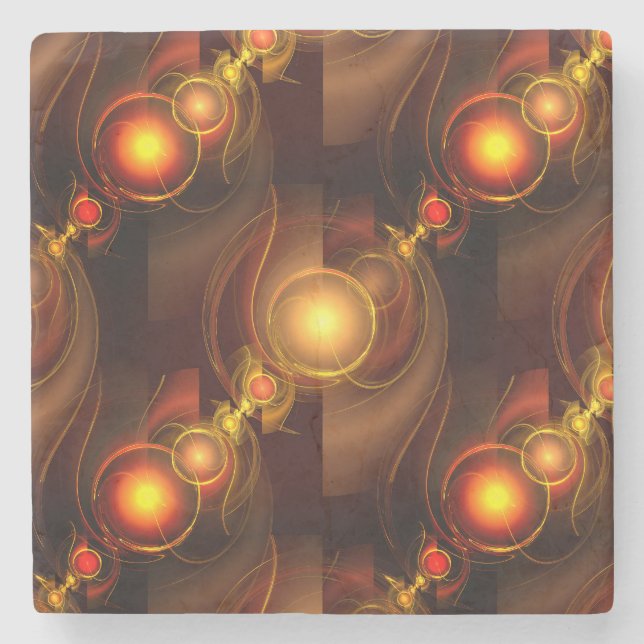 Guld Modern Boho Elegant Abstrakt Konst Mönster #5 Stenunderlägg (Framsidan)