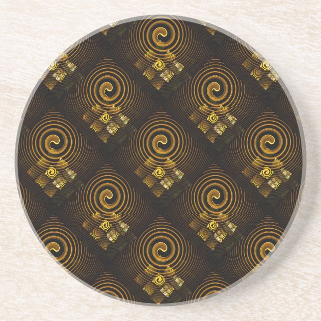 Guld Modern Boho Elegant Abstrakt Konst Mönster #5 Underlägg (Framsidan)