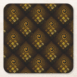 Guld Modern Boho Elegant Abstrakt Konst Mönster #5 Underlägg Papper Kvadrat