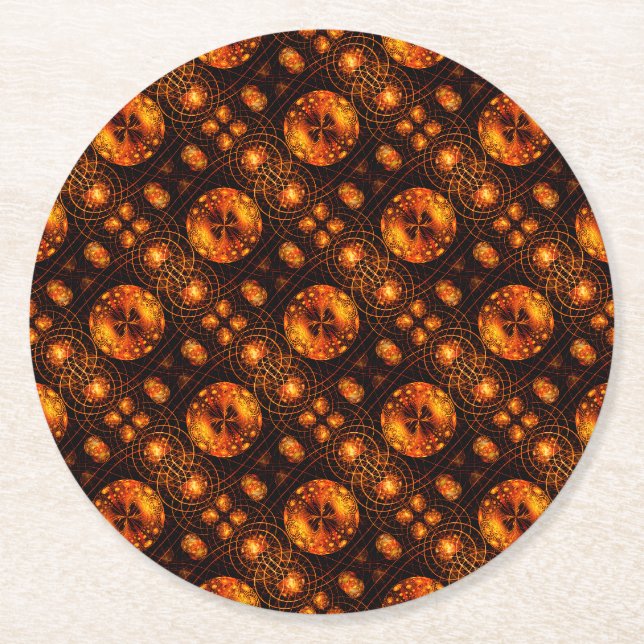 Guld Modern Boho Elegant Abstrakt Konst Mönster #5 Underlägg Papper Rund (Framsidan)