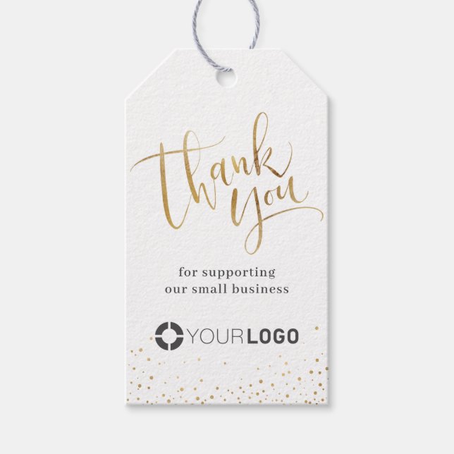 Guld Modern calligraphy business tacka dig Presentetikett (Framsidan)