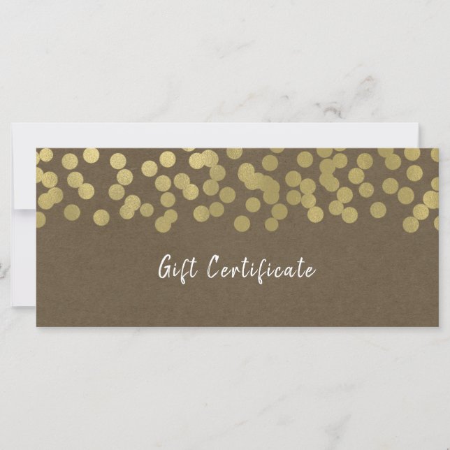 Guld Modern Chic Rustic Kraft Gift-certifikat (Framsida)